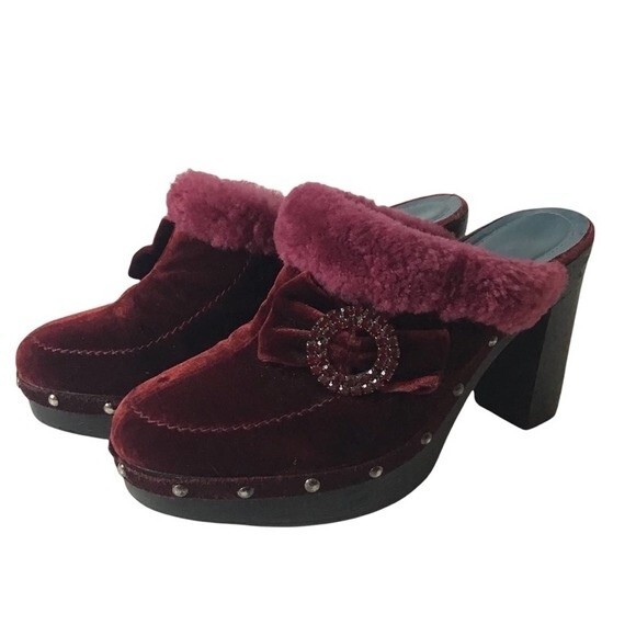 Via Spiga Ruby Velvet Mules Clogs 4" Size 7.5M New - Picture 1 of 7